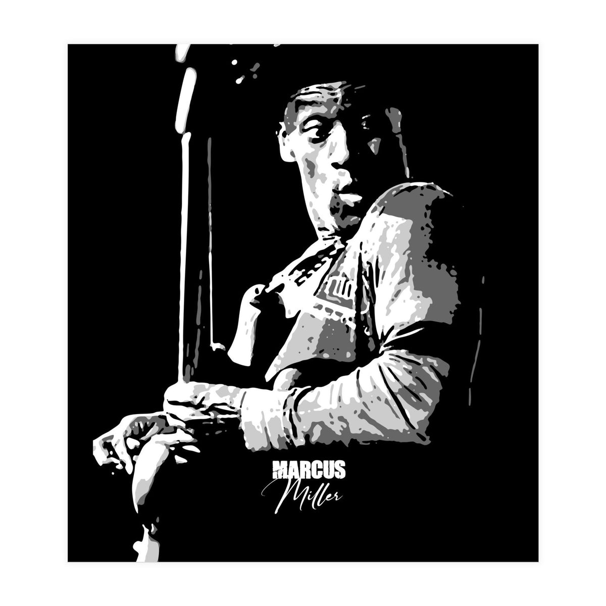 Marcus Miller American Music Legend in Grayscale (Print Only)