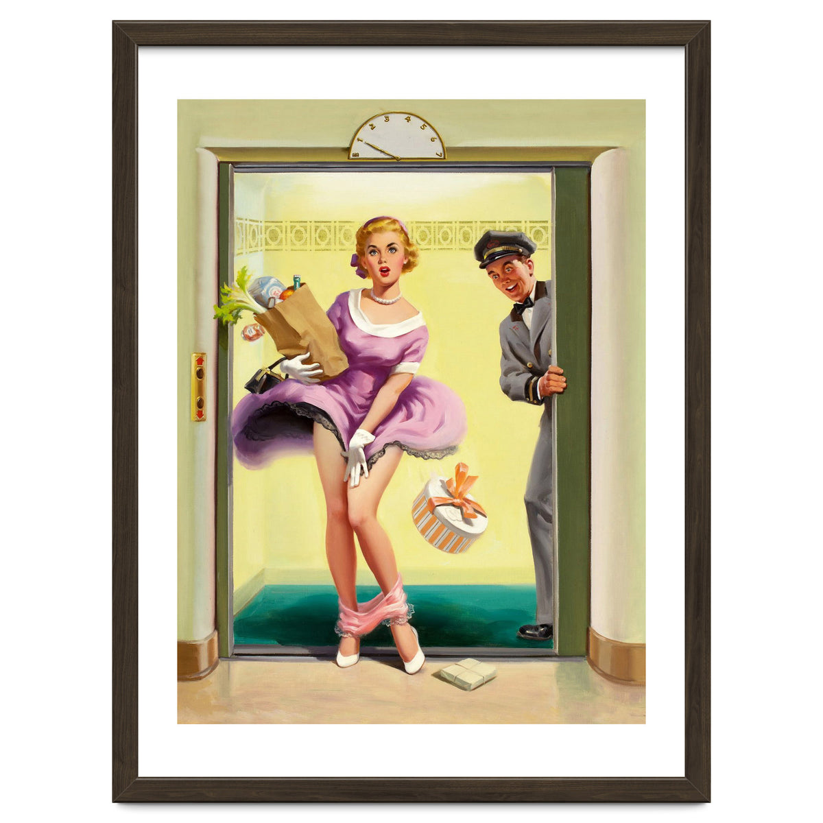 Pinup Sexy Girl Had Accident While Leaving The Elevator