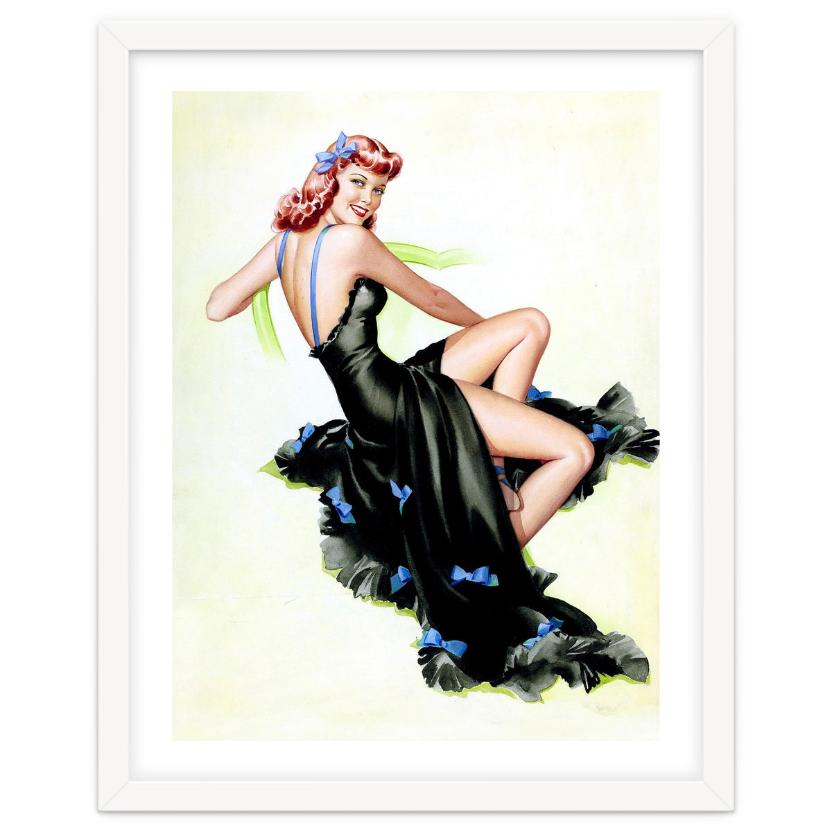 Pinup Girl Posing In Black Dress