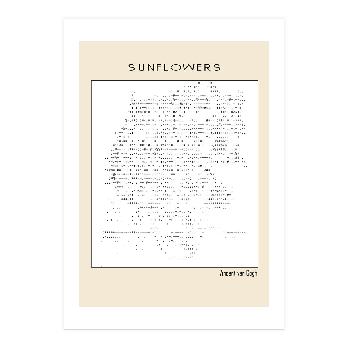 Sunflowers – Vincent van Gogh (1888) (ascii art) (Print Only)