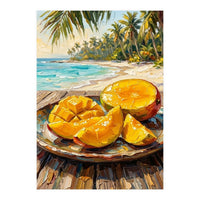 Tropical Mango Beach Oil Painting  (Print Only)