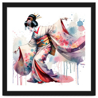 Geisha Dancer With Flowing Kimono