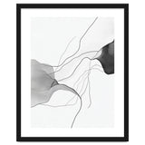 Abstract Black And White Flowing Lines And Shapes On White Background thumbnail
