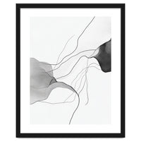 Abstract Black And White Flowing Lines And Shapes On White Background