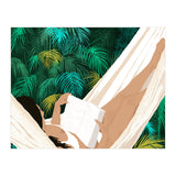 Summer Hammock Reading, Tropical Jungle Travel, Watercolor Nature Bohemian Forest Plants, Palm Beach (Print Only) thumbnail