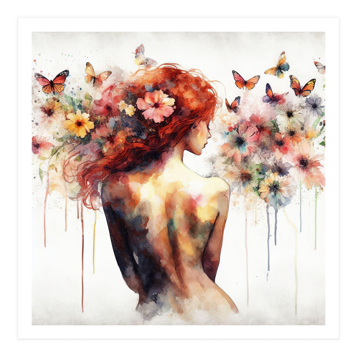 Butterfly Profile In Bloom (Print Only)