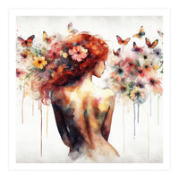 Butterfly Profile In Bloom (Print Only)