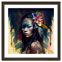 Floral Native Asian Warrior Portrait