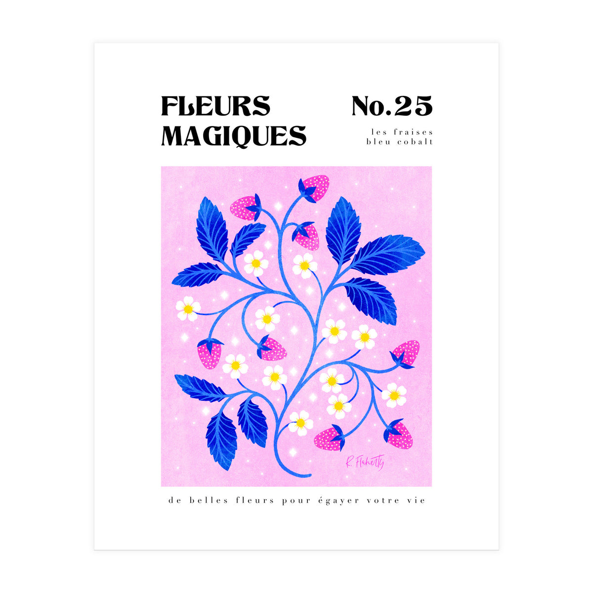 Magical Flowers No.25 Cobalt Strawberries (Print Only)
