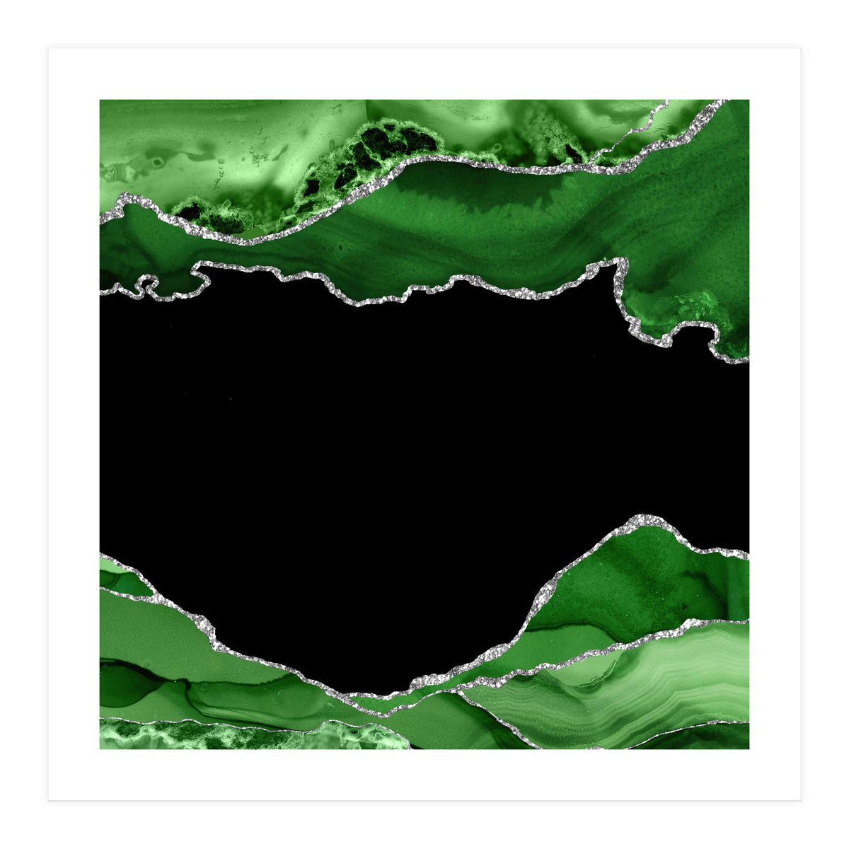 Green & Silver Agate Texture 04  (Print Only)