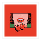 Pop Art Cherry Bold Lips With A Classic Design (Print Only) thumbnail