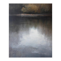 Atmospheric Golden Autumn Forest Reflection Oil Painting (Print Only)