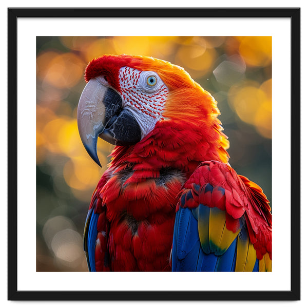 Scarlet Macaw Parrot Close Up Portrait