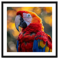 Scarlet Macaw Parrot Close Up Portrait