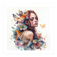 Butterfly Muse Watercolor Portrait (Print Only)