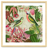 Exotic Lush Rainforest With Colorful Parrots And Flowers thumbnail