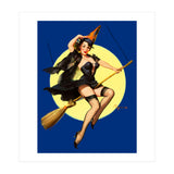 Pinup Sexy Witch Posing On A Broom (Print Only) thumbnail