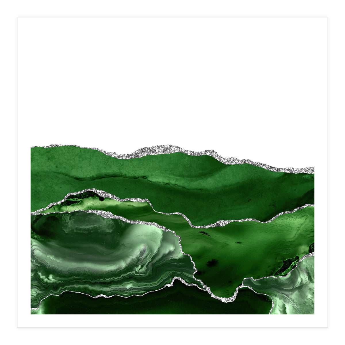 Green & Silver Agate Texture 07 (Print Only)