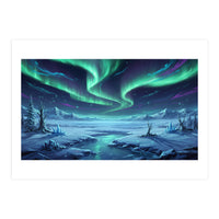 Arctic Glow: Northern Lights Winter Landscape (Print Only)