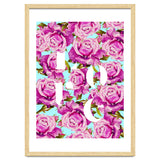 Love, Floral Typography Valentine's Graphic Design, Eclectic Modern Boho Botanical Rose Illustration thumbnail