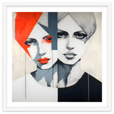 CHIC, Fashion in it's simplist form, two chic women head and shoulders portrait. thumbnail