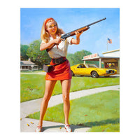 Pinup Shooting Girl (Print Only)