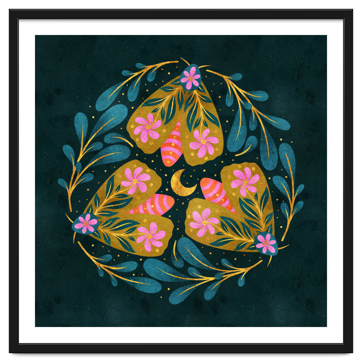 Floral Moths and Moon