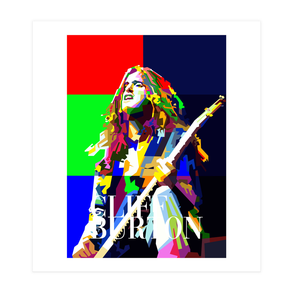 Cliff Burton Heavy Metal Bass Pop Art WPAP (Print Only)