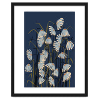 Linocut flower meadow blue
