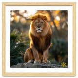 Majestic Lion Sitting On A Rock At Sunset thumbnail