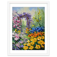 Sun-Drenched Garden Pergola Oil Painting