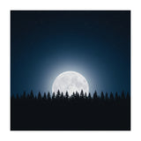 Midnight Serenity: Full Moon Over Forest Silhouettes (Print Only) thumbnail