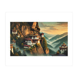 Vintage Bhutan, Mountain Monasteries Poster (Print Only) thumbnail