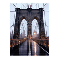 Brooklyn Bridge, USA, Moody NYC Architecture, Rainy Urban Photography (Print Only)
