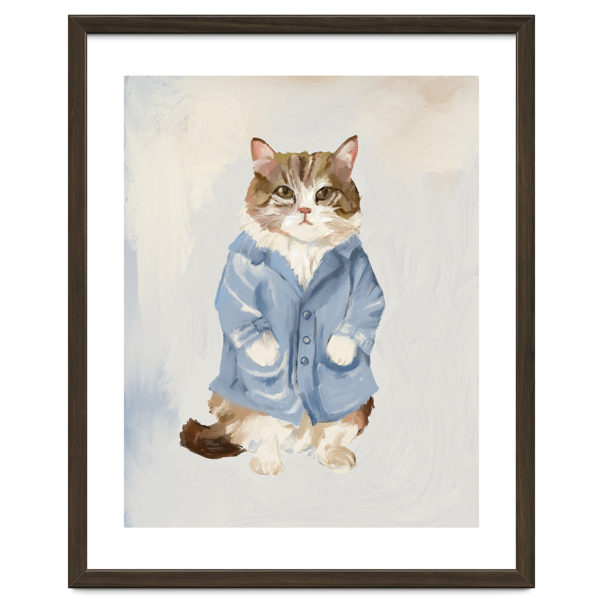 Sir James fluffy Tom cat in his blue pajamas oils