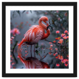 Elegant Flamingo Standing In Water Reflection thumbnail