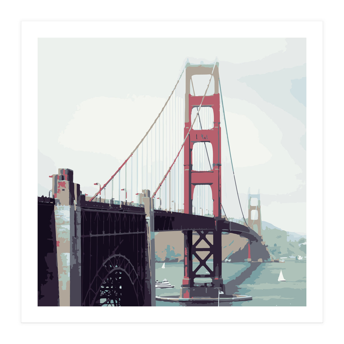 Golden Gate Watercolor Art (Print Only)