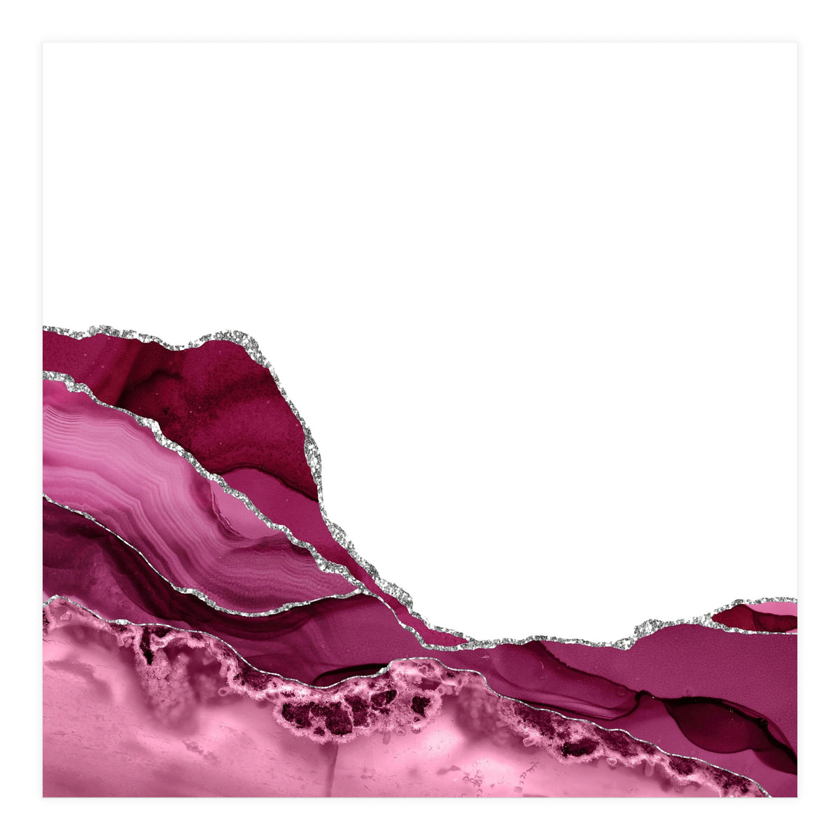 Burgundy & Silver Agate Texture 09 (Print Only)
