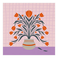 Tulips in a vase - orange and violet (Print Only)