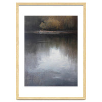 Atmospheric Golden Autumn Forest Reflection Oil Painting