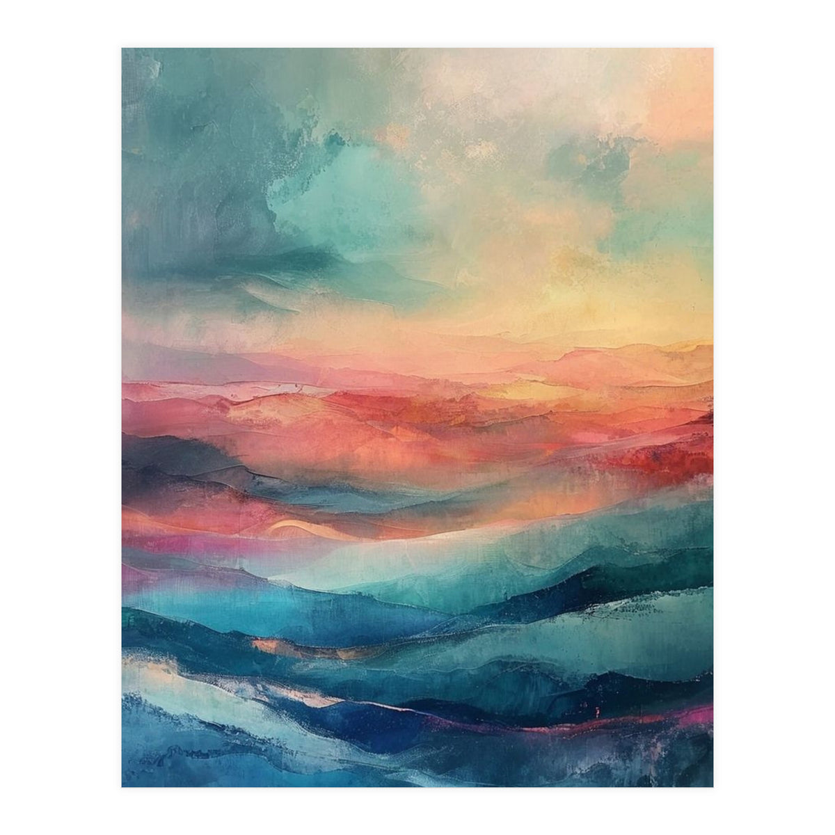 Ethereal Abstract Mountain Mist Painting (Print Only)