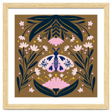 Pink Moth with Flowers on a brown background thumbnail