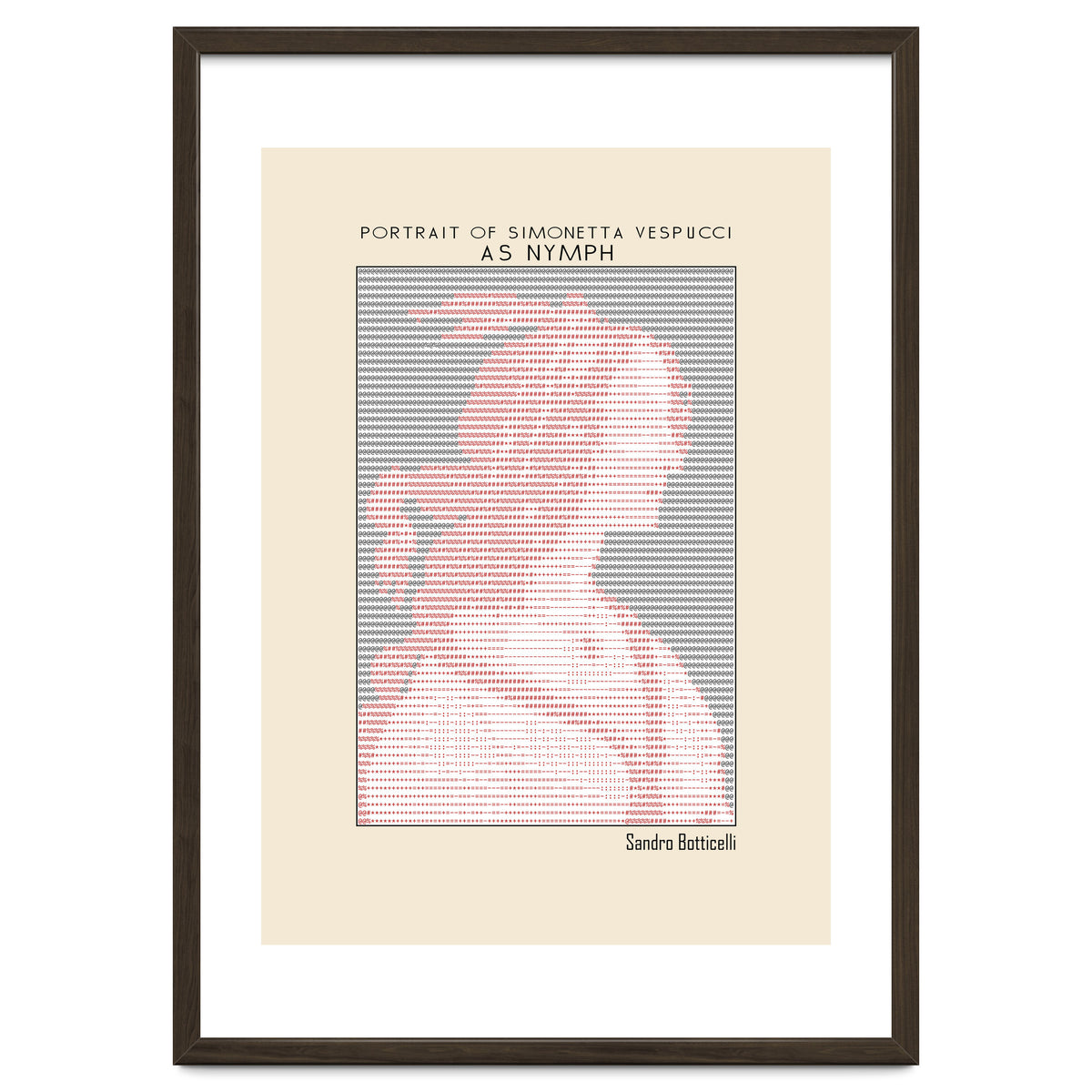 Portrait of Simonetta Vespucci as Nymph – Sandro Botticelli (ascii art)