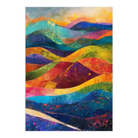 Vibrant Abstract Patchwork Landscape Art (Print Only)