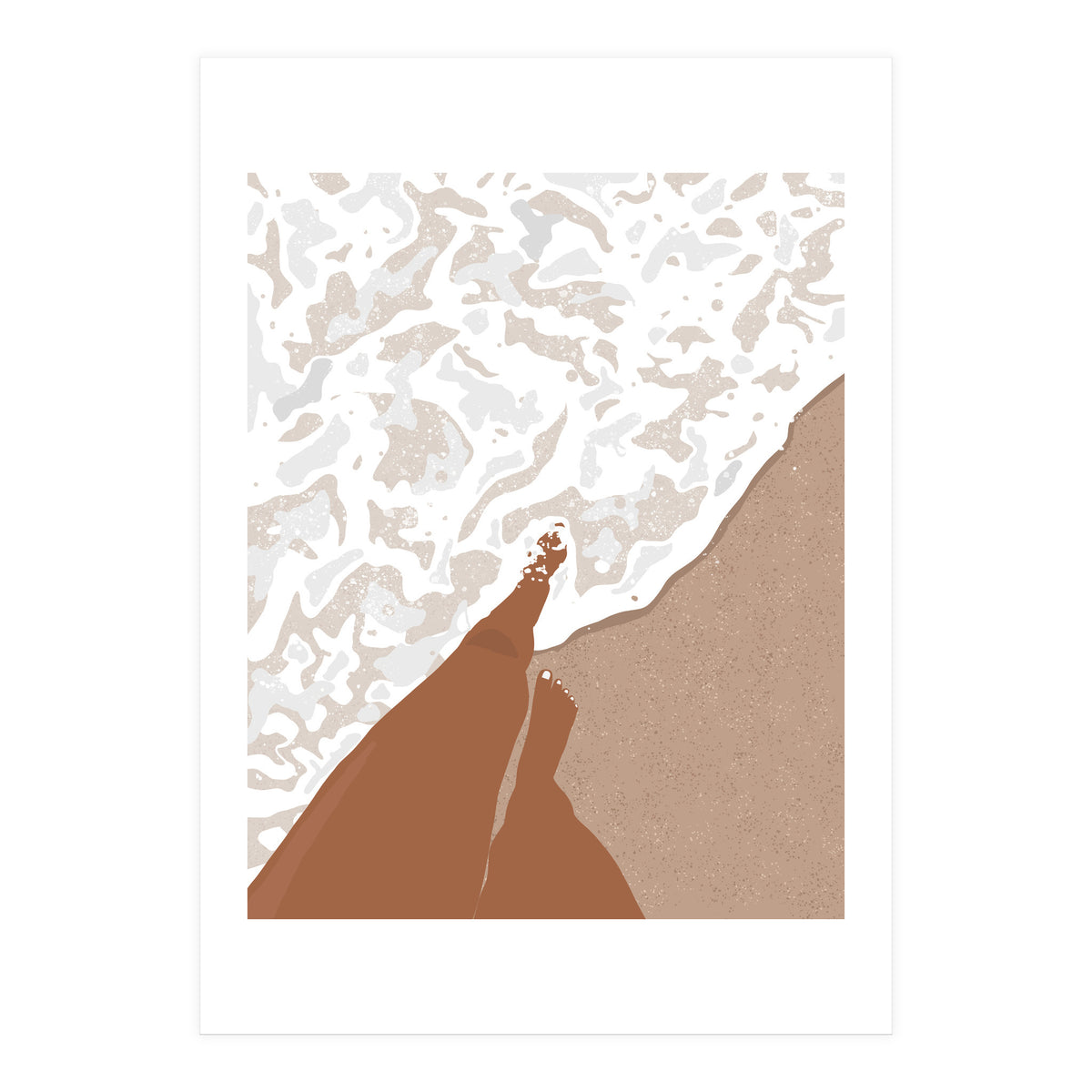 Shorelines, Girl On Ocean Beach, Sea Nature Landscape Travel Summer, Bohemian Black Woman Sand Waves Self Care (Print Only)