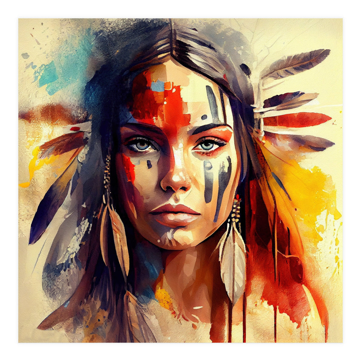 Powerful American Native Woman #3 (Print Only)