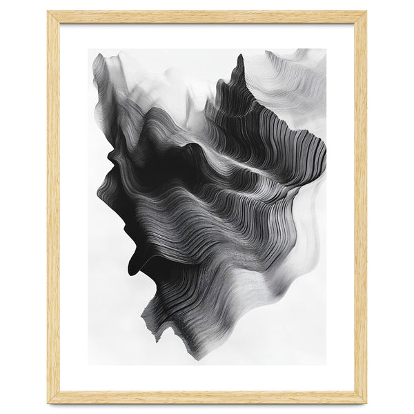 Abstract Black And White Wavy Lines Forming Organic Shapes