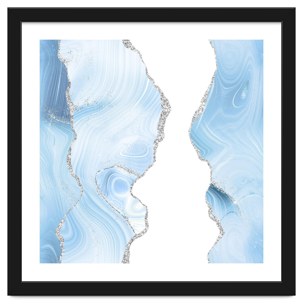 Blue & Silver Agate Glitter Texture 06