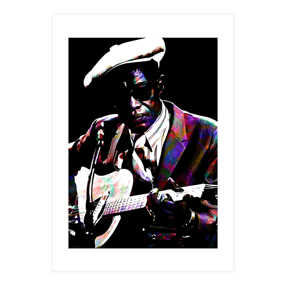 Lightnin' Hopkins American Country Blues Musician legend Colorful Art (Print Only)