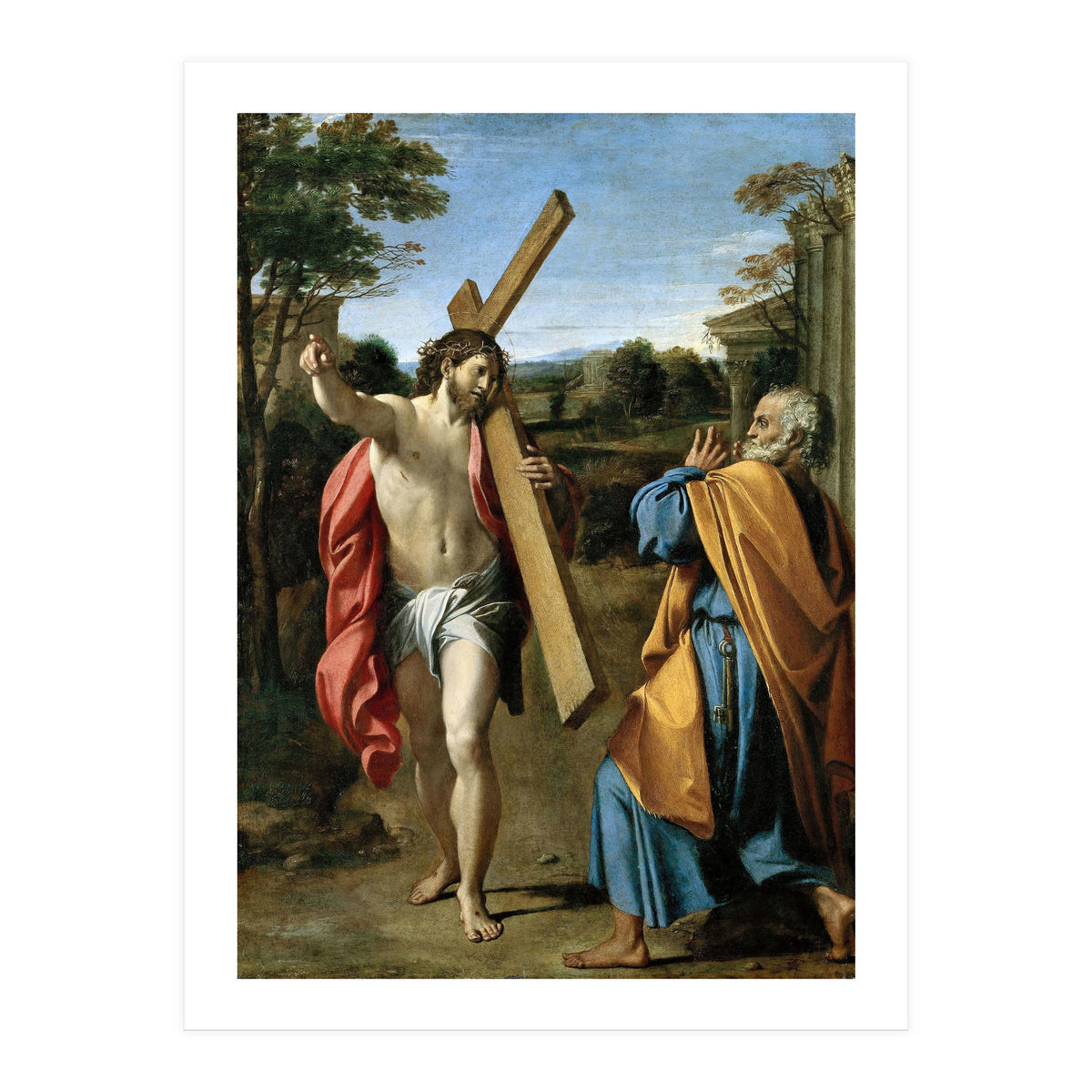Annibale Carracci / 'Domine, quo vadis?', c. 1602, Oil on panel, 77.4 x 56.3cm. AGOSTINO CARRACCI. (Print Only)